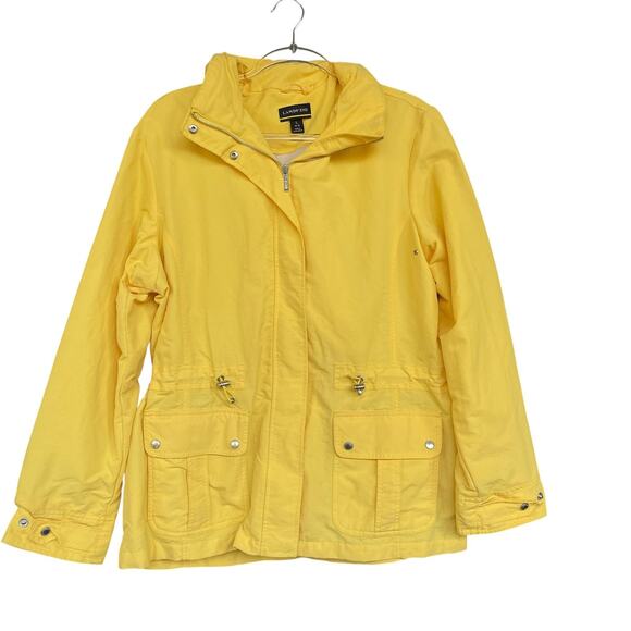 Lands' End Jacket Womens Large Yellow Mesh Lined Windbreaker Zip Front Pockets - Picture 1 of 10